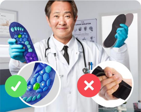 Doctor comparing insoles